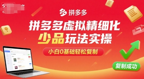 拼多多虚拟精细化少品玩法实操，小白0基础轻松复制-云动网创-专注网络创业项目推广与实战，致力于打造一个高质量的网络创业搞钱圈子。