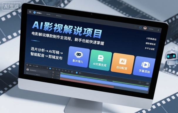 AI影视解说项目，电影解说爆款制作全流程，新手也能快速掌握-云动网创-专注网络创业项目推广与实战，致力于打造一个高质量的网络创业搞钱圈子。