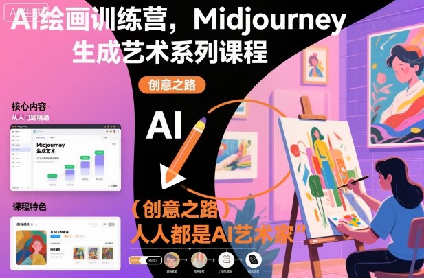 AI绘画训练营，Midjourney生成艺术系列课程，人人都是AI艺术家-云动网创-专注网络创业项目推广与实战，致力于打造一个高质量的网络创业搞钱圈子。