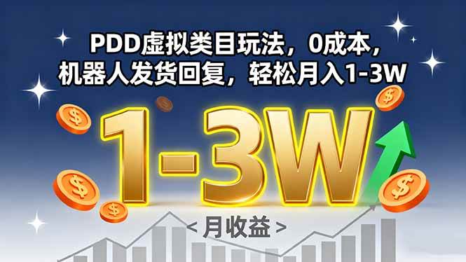 （15968期）PDD虚拟类目玩法，0成本，机器人发货回复，轻松月入1-3W-云动网创-专注网络创业项目推广与实战，致力于打造一个高质量的网络创业搞钱圈子。