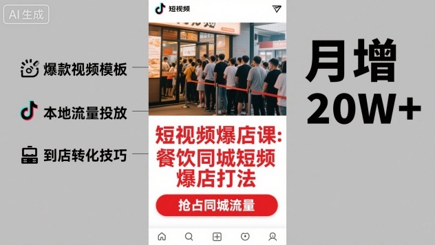 短视频爆店课，餐饮同城短视频爆店打法-云动网创-专注网络创业项目推广与实战，致力于打造一个高质量的网络创业搞钱圈子。