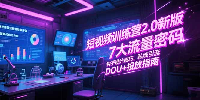 短视频训练营2.0新版，7大流量密码/钩子设计技巧/私域引流/DOU+投放指南-云动网创-专注网络创业项目推广与实战，致力于打造一个高质量的网络创业搞钱圈子。
