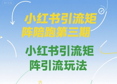 小红书引流矩阵陪跑第三期，小红书引流矩阵引流玩法-云动网创-专注网络创业项目推广与实战，致力于打造一个高质量的网络创业搞钱圈子。
