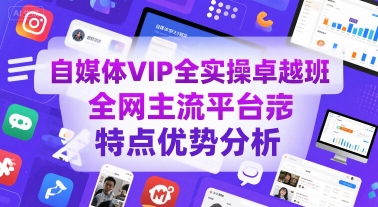自媒体VIP全实操卓越班，全网主流平台特点优势分析-云动网创-专注网络创业项目推广与实战，致力于打造一个高质量的网络创业搞钱圈子。