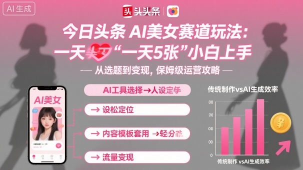 今日头条AI美女赛道玩法，一天轻松5张，小白轻松上手-云动网创-专注网络创业项目推广与实战，致力于打造一个高质量的网络创业搞钱圈子。