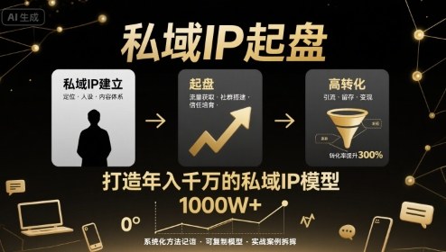 私域IP起盘，私域ip建立、起盘、高转化，打造年入千万的私域ip模型-云动网创-专注网络创业项目推广与实战，致力于打造一个高质量的网络创业搞钱圈子。