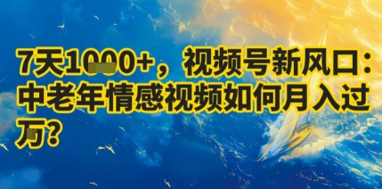 7天收益1k+，视频号新风口：中老年情感视频如何月入过W?-云动网创-专注网络创业项目推广与实战，致力于打造一个高质量的网络创业搞钱圈子。