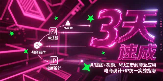 3天速成AI绘图+视频，MJ注册到商业应用，电商设计+IP统一实战指南-云动网创-专注网络创业项目推广与实战，致力于打造一个高质量的网络创业搞钱圈子。