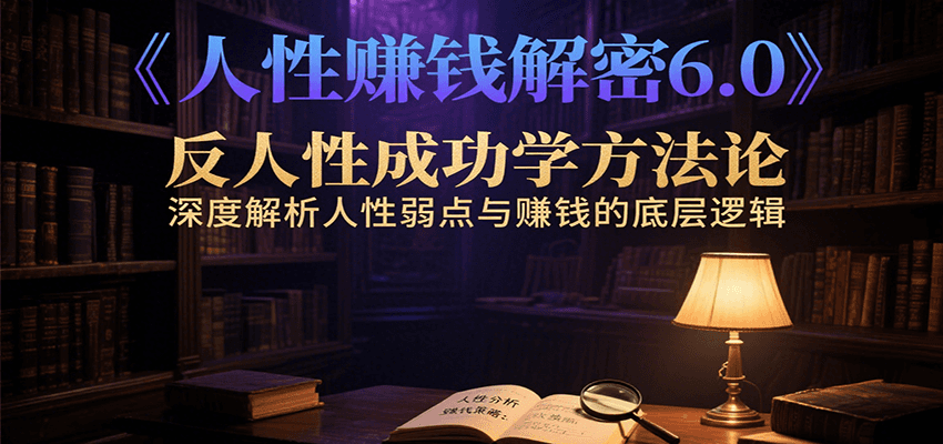 人性赚钱解密6.0，反人性成功学方法论，深度解析人性弱点与赚钱的底层逻辑-云动网创-专注网络创业项目推广与实战，致力于打造一个高质量的网络创业搞钱圈子。