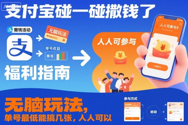 支付宝碰一碰撒钱了，无脑玩法，单号最低能搞几张，人人可以撸【揭秘】-云动网创-专注网络创业项目推广与实战，致力于打造一个高质量的网络创业搞钱圈子。