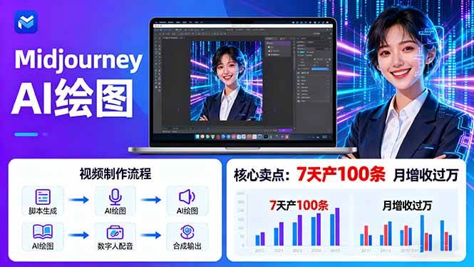 （16049期）AI绘图照片开口说话视频制作：Midjourney+数字人，7天产100条月增收过万-云动网创-专注网络创业项目推广与实战，致力于打造一个高质量的网络创业搞钱圈子。