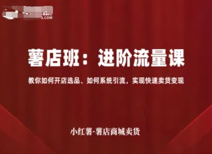 小红薯薯店商城卖货，进阶流量课，教你如何开店选品、如何系统引流，实现快速卖货变现-云动网创-专注网络创业项目推广与实战，致力于打造一个高质量的网络创业搞钱圈子。