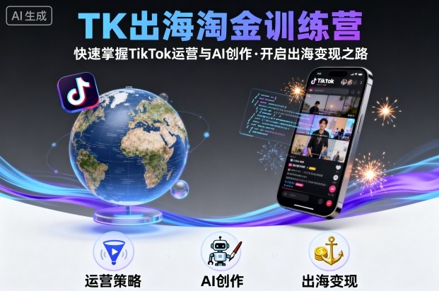 TK出海淘金训练营，助你快速掌握TikTok运营与AI创作，开启出海变现之路-云动网创-专注网络创业项目推广与实战，致力于打造一个高质量的网络创业搞钱圈子。