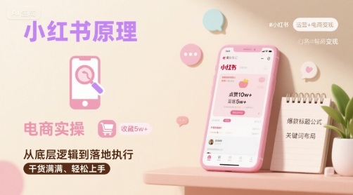 小红书原理以及详细实操流程，小红书电商教程-云动网创-专注网络创业项目推广与实战，致力于打造一个高质量的网络创业搞钱圈子。