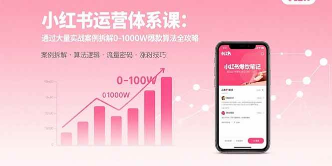 （15792期）小红书运营体系课：通过大量实战案例拆解0-1000W爆款算法全攻略-云动网创-专注网络创业项目推广与实战，致力于打造一个高质量的网络创业搞钱圈子。
