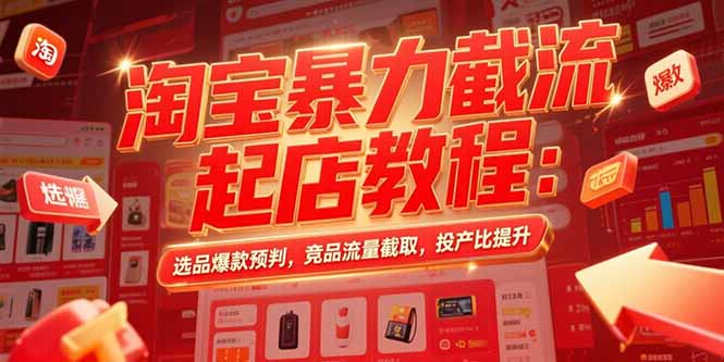 淘宝暴力截流起店教程：选品爆款预判，竞品流量截取，投产比提升-云动网创-专注网络创业项目推广与实战，致力于打造一个高质量的网络创业搞钱圈子。