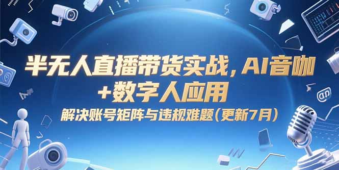 半无人直播带货实战，AI音咖+数字人应用 解决账号矩阵与违规难题(更新7月-云动网创-专注网络创业项目推广与实战，致力于打造一个高质量的网络创业搞钱圈子。