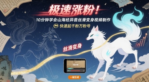 极速涨粉！10分钟学会山海经异兽丝滑变身视频制作，快速起千粉万粉号-云动网创-专注网络创业项目推广与实战，致力于打造一个高质量的网络创业搞钱圈子。