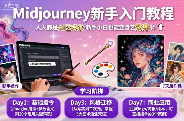 midjourney新手入门教程：人人都是AI艺术家，新手小白也能变身艺术大师-云动网创-专注网络创业项目推广与实战，致力于打造一个高质量的网络创业搞钱圈子。