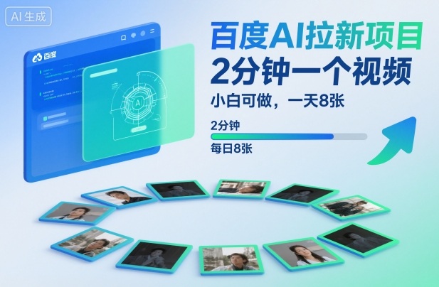 百度AI拉新项目，2分钟一个视频，小白可做，一天8张【附案例+保姆级教程】-云动网创-专注网络创业项目推广与实战，致力于打造一个高质量的网络创业搞钱圈子。