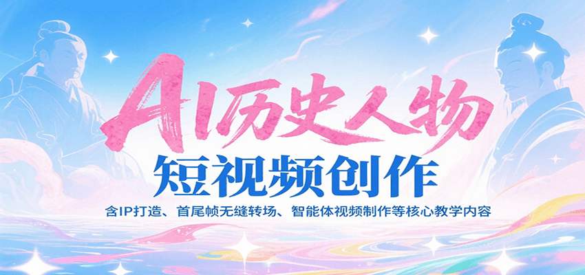 AI历史人物短视频创作，含IP打造、首尾帧无缝转场、智能体视频制作等核心教学内容-云动网创-专注网络创业项目推广与实战，致力于打造一个高质量的网络创业搞钱圈子。