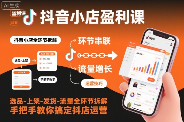 抖音小店盈利课-选品-上架-发货-流量全环节拆解，手把手教你搞定抖店运营-云动网创-专注网络创业项目推广与实战，致力于打造一个高质量的网络创业搞钱圈子。