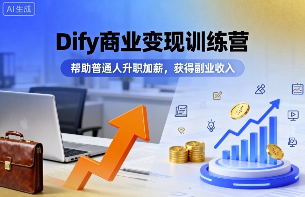 Dify商业变现训练营，帮助普通人升职加薪，获得副业收入-云动网创-专注网络创业项目推广与实战，致力于打造一个高质量的网络创业搞钱圈子。
