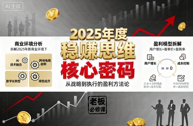 2025年度稳賺思维老板创业营，拆解2025年新商业环境下，企业实现持续盈利的核心密码-云动网创-专注网络创业项目推广与实战，致力于打造一个高质量的网络创业搞钱圈子。