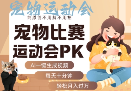 AI一键生成宠物比赛运动会PK视频，纯原创不用剪不用拍，每天十分钟，轻松月入过1W+-云动网创-专注网络创业项目推广与实战，致力于打造一个高质量的网络创业搞钱圈子。
