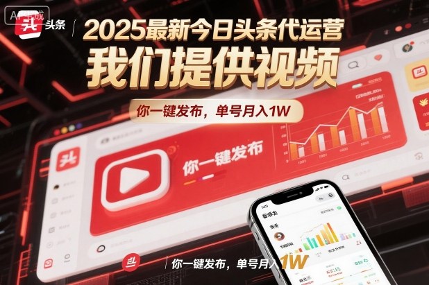 2025最新今日头条代运营，我们提供视频，你一键发布，单号月入1W【揭秘】-云动网创-专注网络创业项目推广与实战，致力于打造一个高质量的网络创业搞钱圈子。