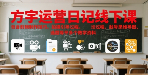 方宇运营日记线下课，包含剪辑制作技巧、拍摄引导过程、起号思维导图、选题等多个教学资料-云动网创-专注网络创业项目推广与实战，致力于打造一个高质量的网络创业搞钱圈子。