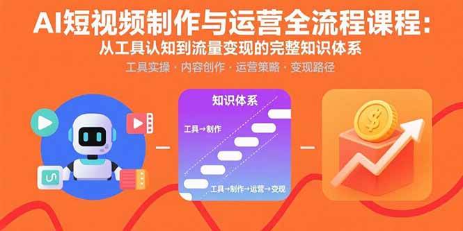 （15863期）AI短视频制作与运营全流程课程：从工具认知到流量变现的完整知识体系-云动网创-专注网络创业项目推广与实战，致力于打造一个高质量的网络创业搞钱圈子。
