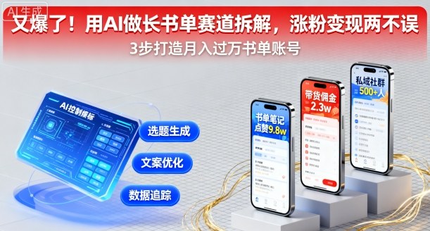 又爆了！用AI做长书单赛道拆解，涨粉变现两不误-云动网创-专注网络创业项目推广与实战，致力于打造一个高质量的网络创业搞钱圈子。
