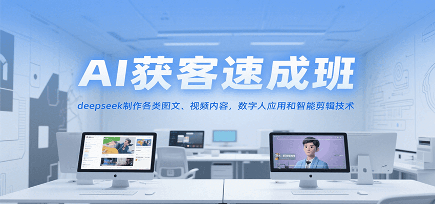 AI获客速成班，deepseek制作各类图文、视频内容，数字人应用和智能剪辑技术-云动网创-专注网络创业项目推广与实战，致力于打造一个高质量的网络创业搞钱圈子。