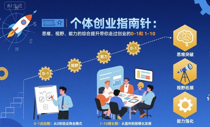 个体创业指南针，思维、视野、能力的综合提升带你走过创业的0-1和1-10【音频】-云动网创-专注网络创业项目推广与实战，致力于打造一个高质量的网络创业搞钱圈子。