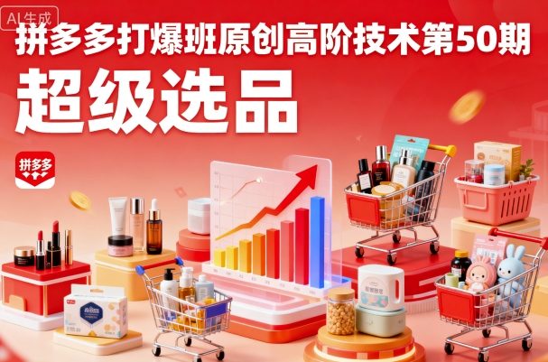 拼多多打爆班原创高阶技术第50期，超级选品-云动网创-专注网络创业项目推广与实战，致力于打造一个高质量的网络创业搞钱圈子。