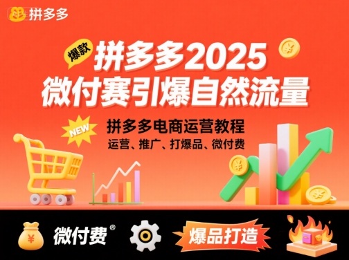 拼多多2025微付赛引爆自然流量，拼多多电商运营教程，运营、推广、打爆品、微付费-云动网创-专注网络创业项目推广与实战，致力于打造一个高质量的网络创业搞钱圈子。