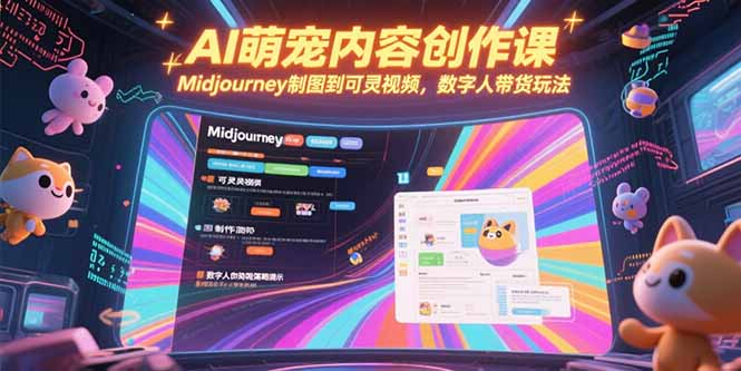 AI萌宠内容创作课，Midjourney制图到可灵视频，数字人带货玩法-云动网创-专注网络创业项目推广与实战，致力于打造一个高质量的网络创业搞钱圈子。