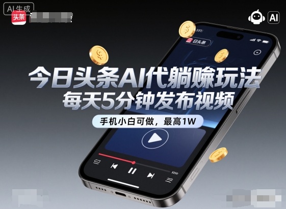 今日头条AI代躺賺玩法，每天5分钟发布视频，手机小白可做，最高1W+【揭秘】-云动网创-专注网络创业项目推广与实战，致力于打造一个高质量的网络创业搞钱圈子。
