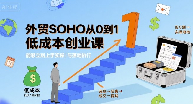 外贸SOHO从0到1低成本创业课，能够立刻上手实操与落地执行-云动网创-专注网络创业项目推广与实战，致力于打造一个高质量的网络创业搞钱圈子。