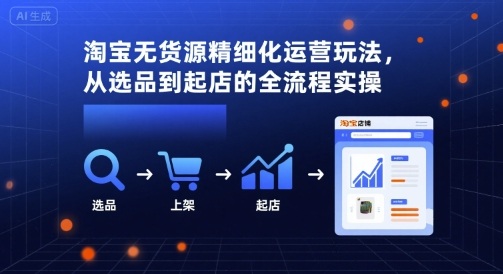 淘宝无货源精细化运营玩法，从选品到起店的全流程实操-云动网创-专注网络创业项目推广与实战，致力于打造一个高质量的网络创业搞钱圈子。