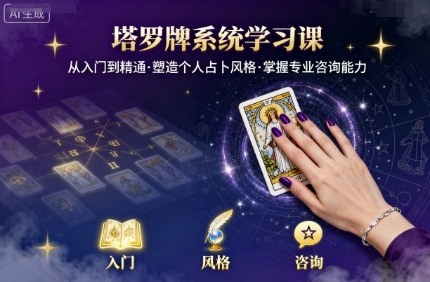 塔罗牌系统学习课，助你从入门到精通，塑造个人占卜风格，掌握专业咨询能力-云动网创-专注网络创业项目推广与实战，致力于打造一个高质量的网络创业搞钱圈子。