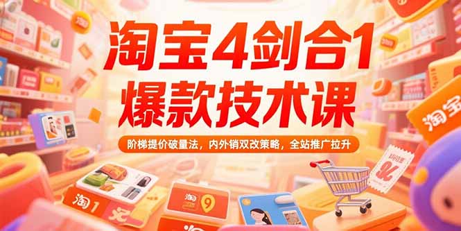 淘宝4剑合1爆款技术课73期：阶梯提价破量法，内外销双改策略 全站推广拉升-云动网创-专注网络创业项目推广与实战，致力于打造一个高质量的网络创业搞钱圈子。