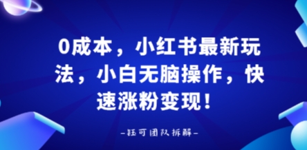 0成本，小红书最新玩法，小白无脑操作，快速涨粉变现-云动网创-专注网络创业项目推广与实战，致力于打造一个高质量的网络创业搞钱圈子。