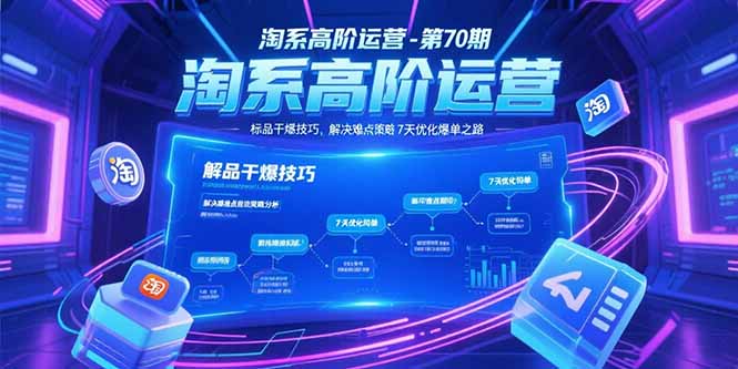 淘系高阶运营-第70期，标品干爆技巧，解决难点策略，大佬操盘方法-云动网创-专注网络创业项目推广与实战，致力于打造一个高质量的网络创业搞钱圈子。