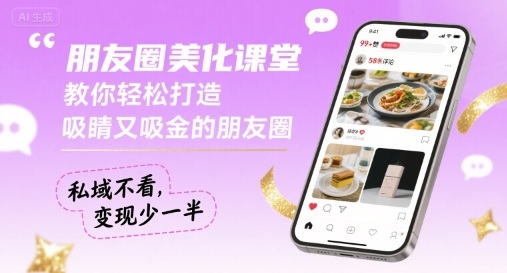 朋友圈美化课堂，教你轻松打造，吸睛又吸金的朋友圈，私域不看，变现少一半-云动网创-专注网络创业项目推广与实战，致力于打造一个高质量的网络创业搞钱圈子。