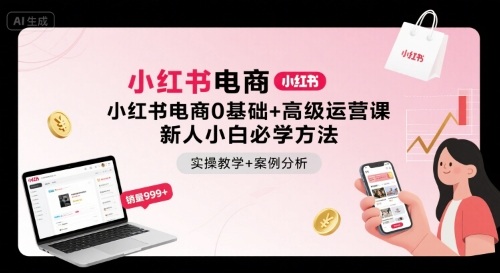 小红书电商0基础+高级运营课，新人小白必学方法，实操教学+案例分析-云动网创-专注网络创业项目推广与实战，致力于打造一个高质量的网络创业搞钱圈子。