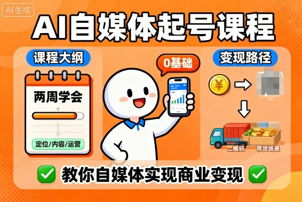 AI自媒体起号课程，0基础小白两周学会，教你自媒体实现商业变现-云动网创-专注网络创业项目推广与实战，致力于打造一个高质量的网络创业搞钱圈子。