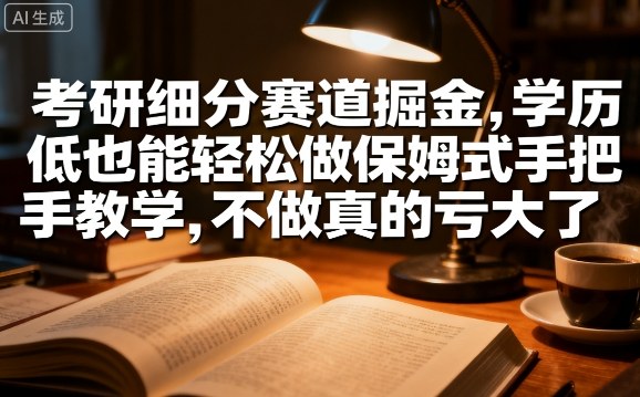 考研细分赛道掘金，日入1k+，学历低也能轻松做保姆式手把手教学，不做真的亏大了【揭秘】-云动网创-专注网络创业项目推广与实战，致力于打造一个高质量的网络创业搞钱圈子。