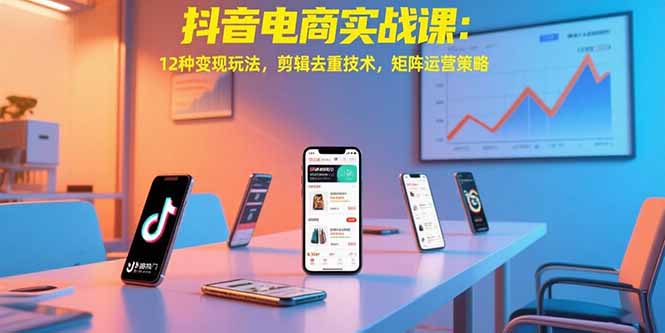抖音电商实战课：12种变现玩法，剪辑去重技术，矩阵运营策略-云动网创-专注网络创业项目推广与实战，致力于打造一个高质量的网络创业搞钱圈子。